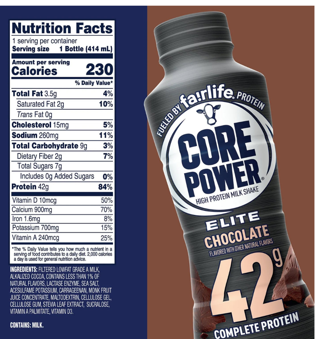 Fairlife Core Power Elite 42g Protein Shake, Chocolate, 14 fl. oz., 10 pk.